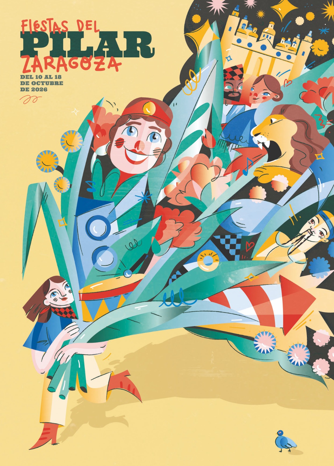 Cartel oficial de las Fiestas del Pilar 2026 de Zaragoza, del 10 al 18 de octubre
