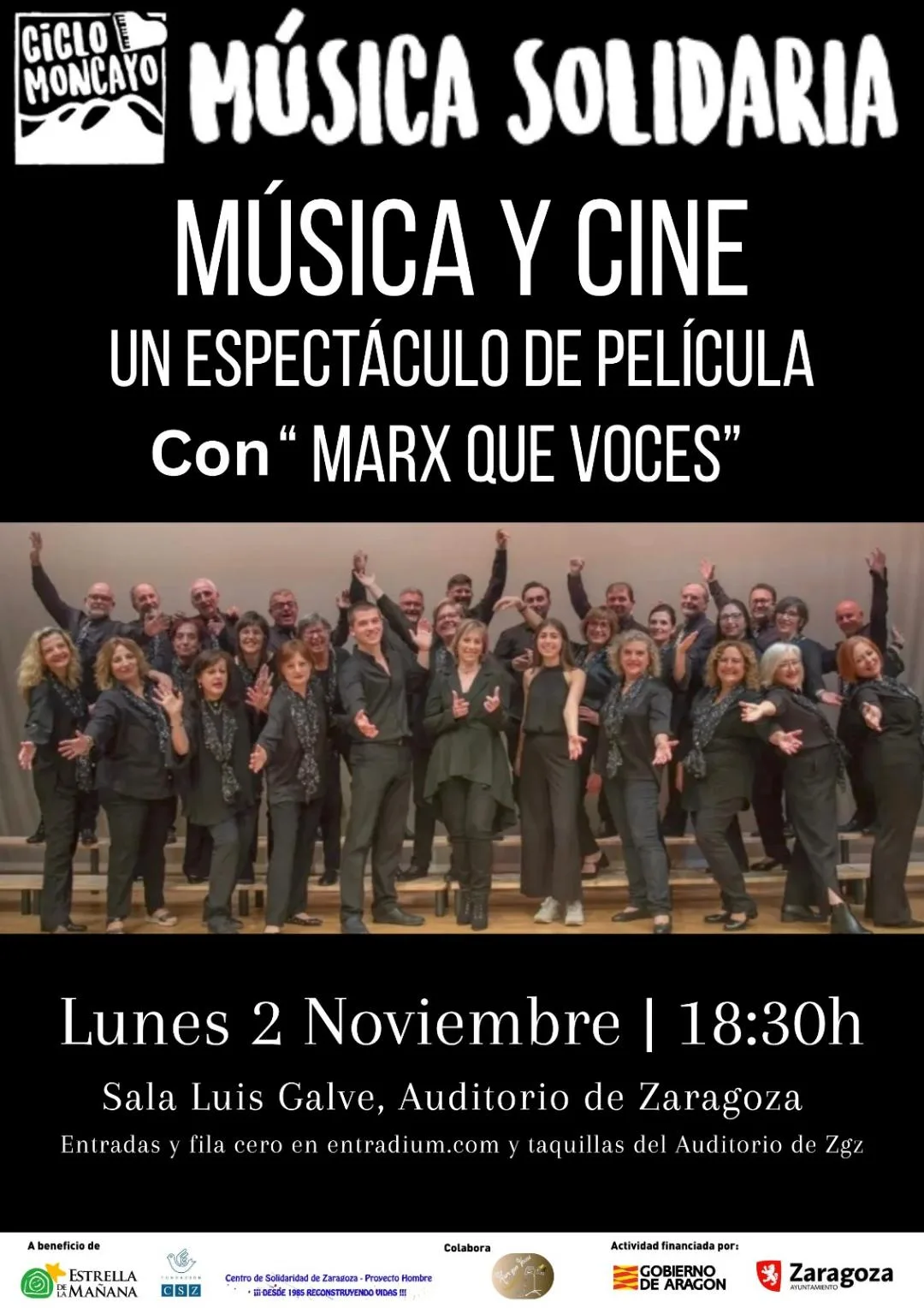 Cartel de Música y Cine Un espectáculo de película con "Marx que voces”
