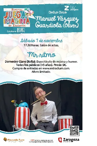 Juega e Imagina 2026: Teatro gestual, música y humor. Mr. Ritmo. Domenico Ciano (Italia)
