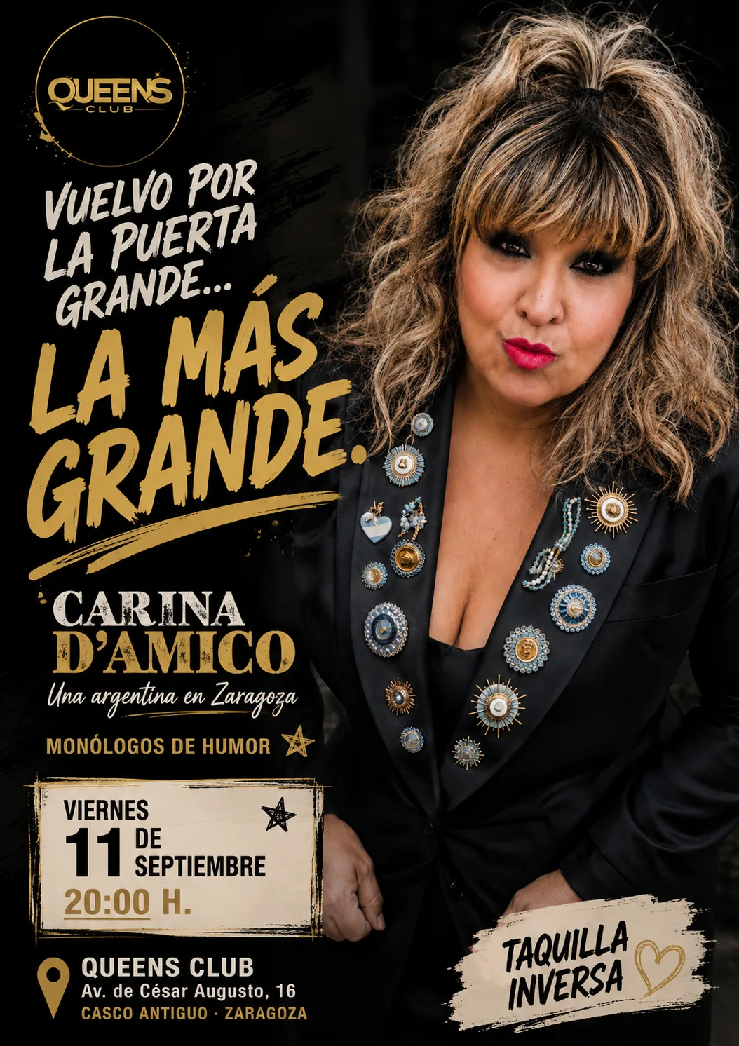 Cartel de Carina D’Amico. Una argentina en Zaragoza