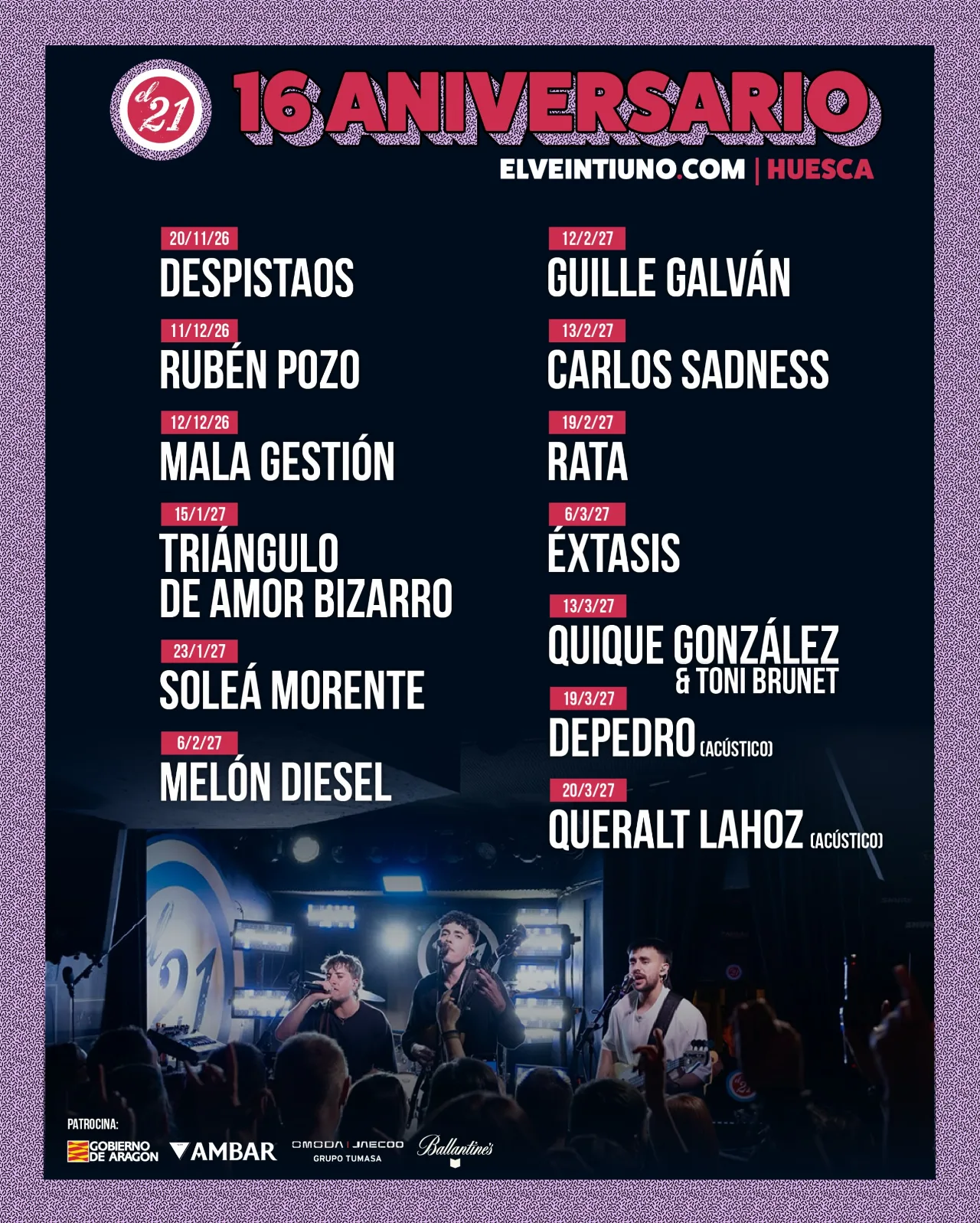 El Veintiuno celebra sus 16 años con 13 conciertos y un cartel de grandes nombres - imagen 1